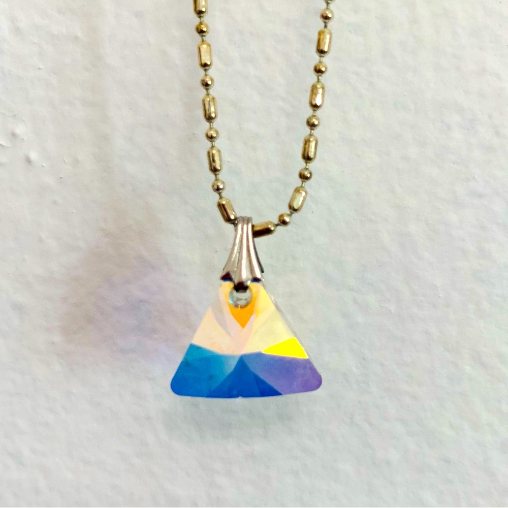 MURANO Crystal Pyramid Prism Pendant on Chain